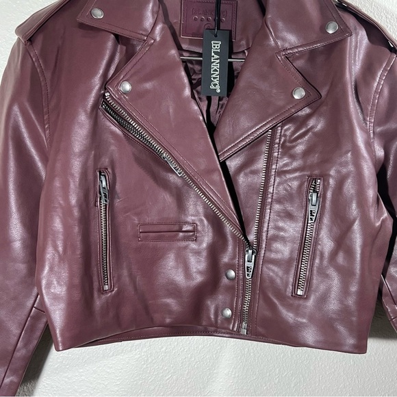Blank NYC NWT Faux Leather Cropped Moto Jacket Size Small - Picture 7 of 15